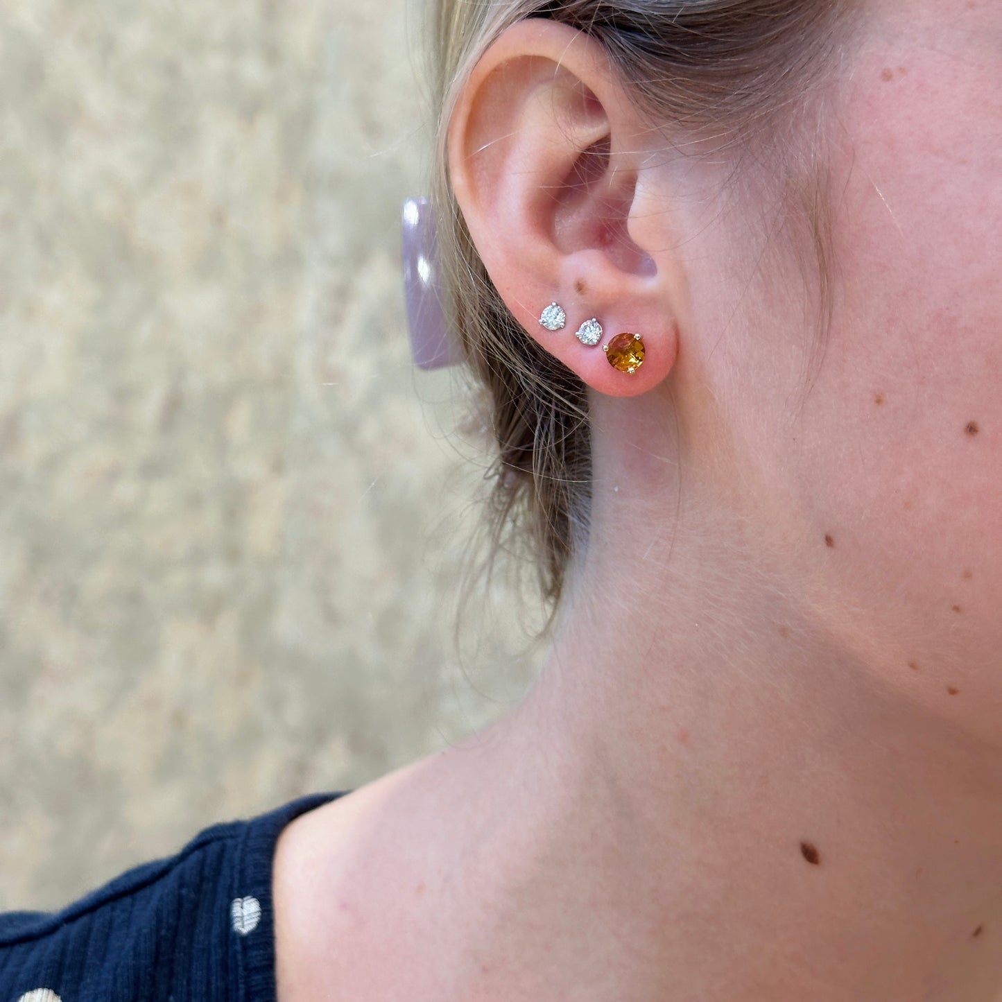 14kW 1.36ct Citrine 3-Prong Stud 29501-6 - ECI