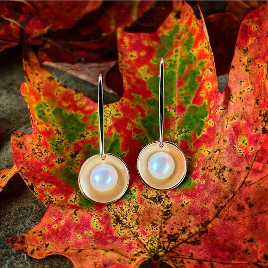 SS/YG Sun Glow Earring with Button Pearl EA32842P