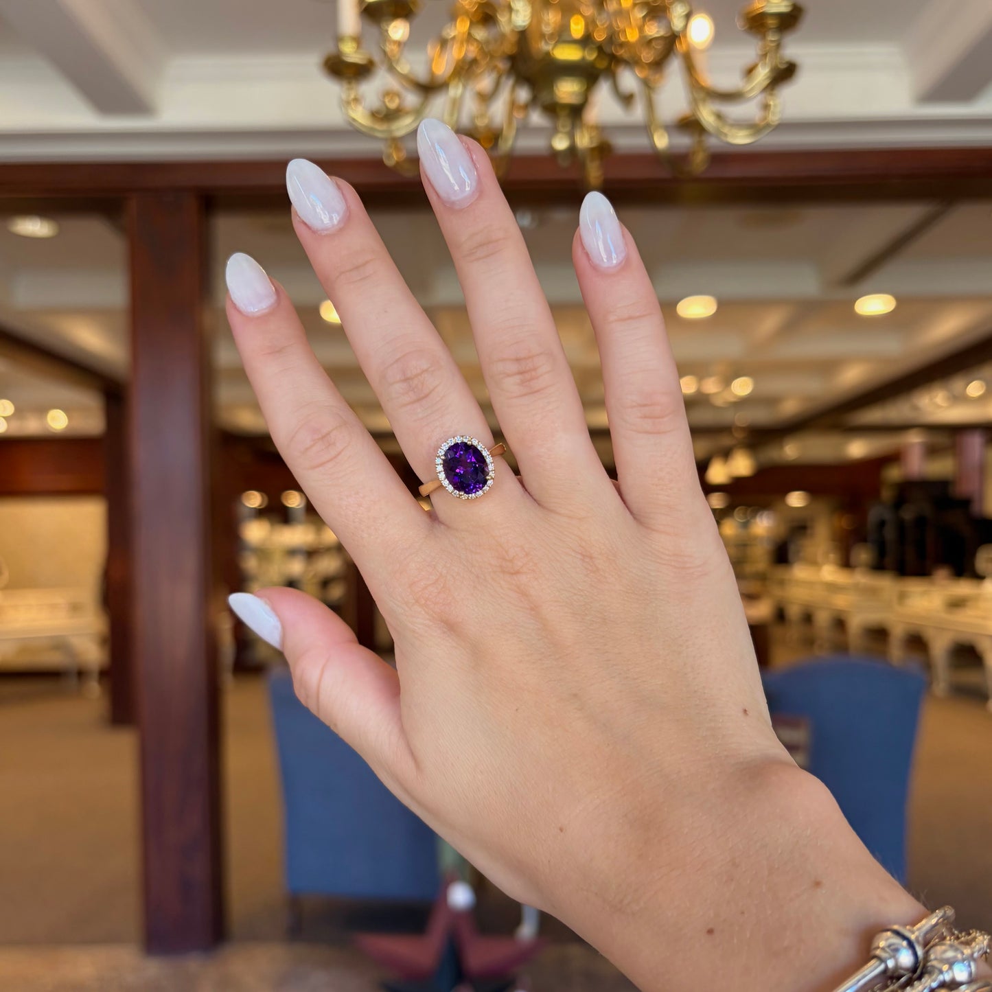 14kY 3.42ct Amethyst .30cttw Diamond Ring GR789LDYDAT-03