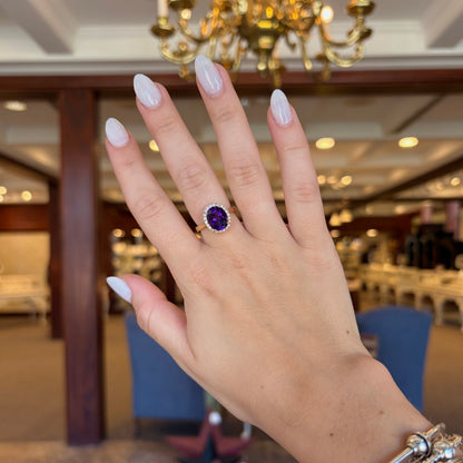 14kY 3.42ct Amethyst .30cttw Diamond Ring GR789LDYDAT-03
