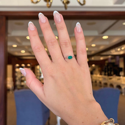 SS Green Onyx 6mm Bezel Ring A29 - 28/HOV14