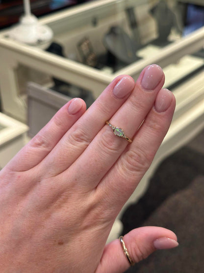 14kY 6x4mm Ethiopian Opal & .03ct Dia Ring 72315-6.75