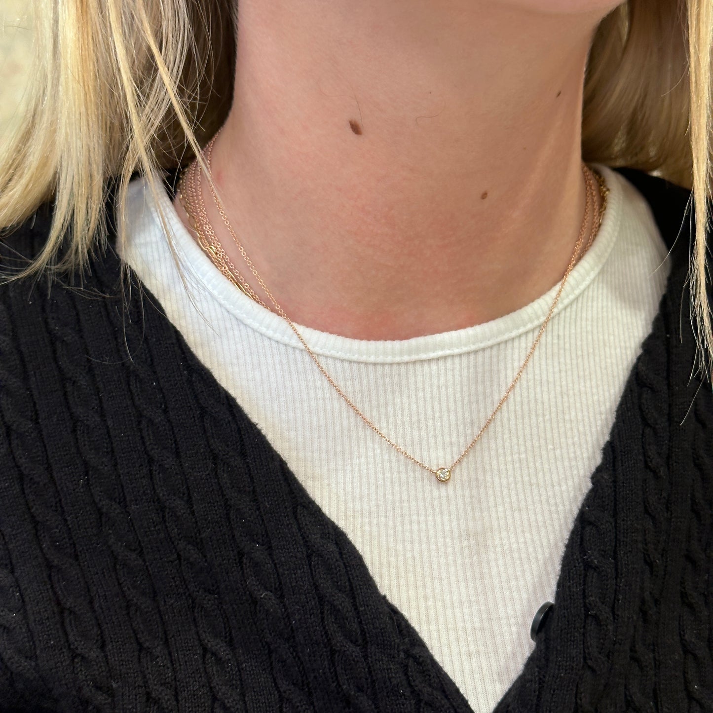 14kW .05ct Diamond Bezel Necklace SC55003228