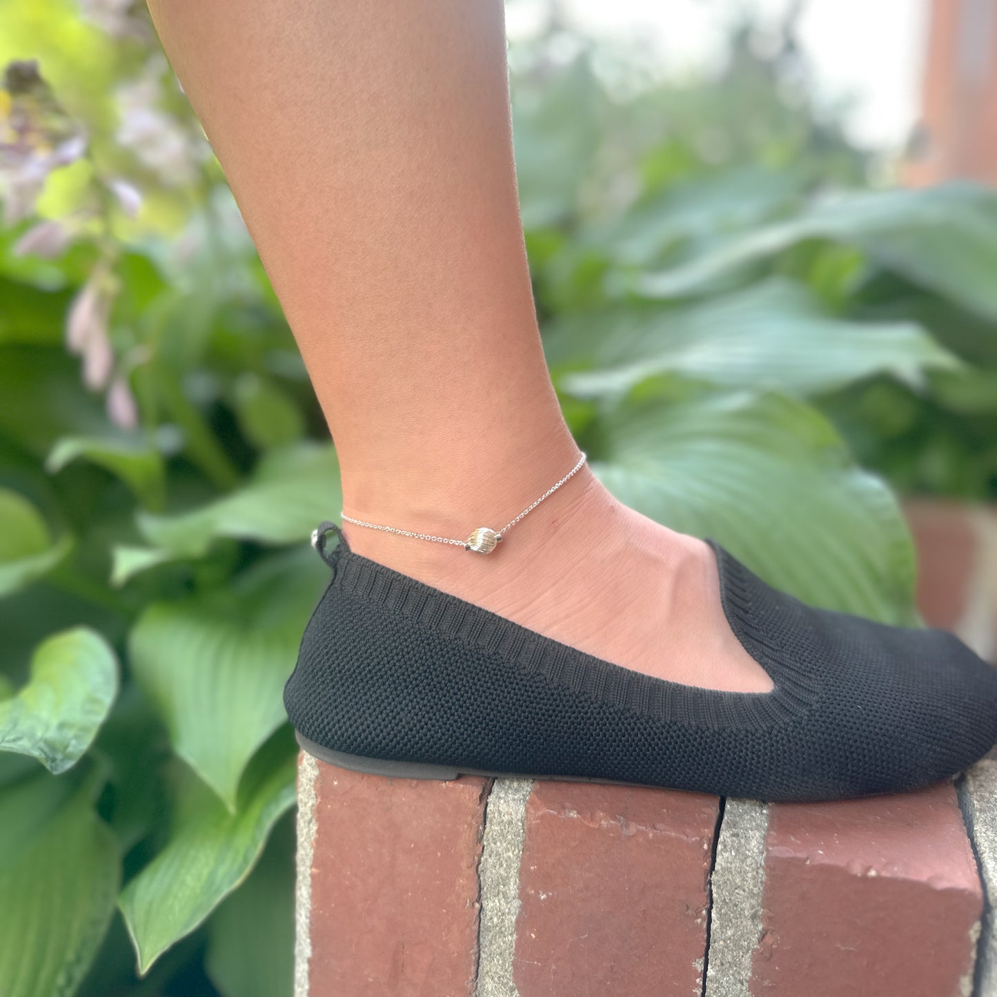 SS Swirl Bead Anklet SR5460 CH1020 - 9"