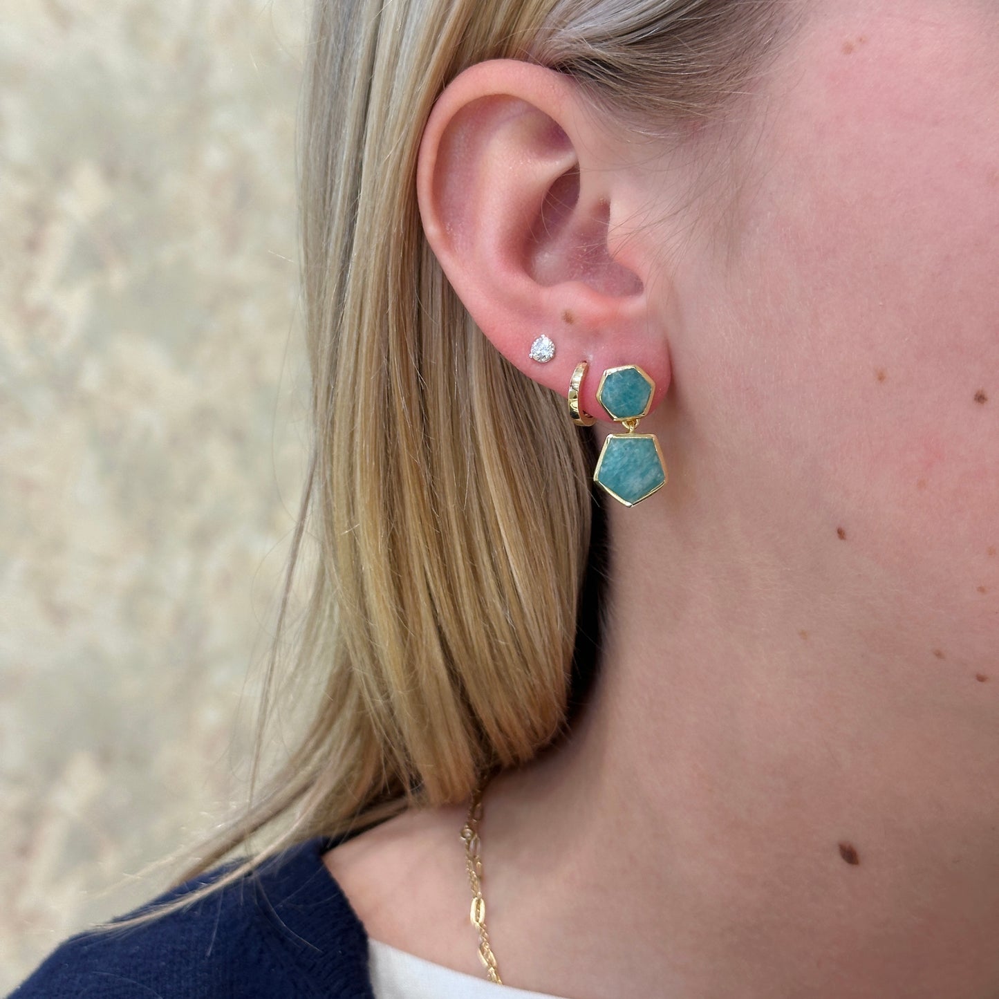 18k Vermeil Amazonite Geometric Earring PE129-3296/AZO