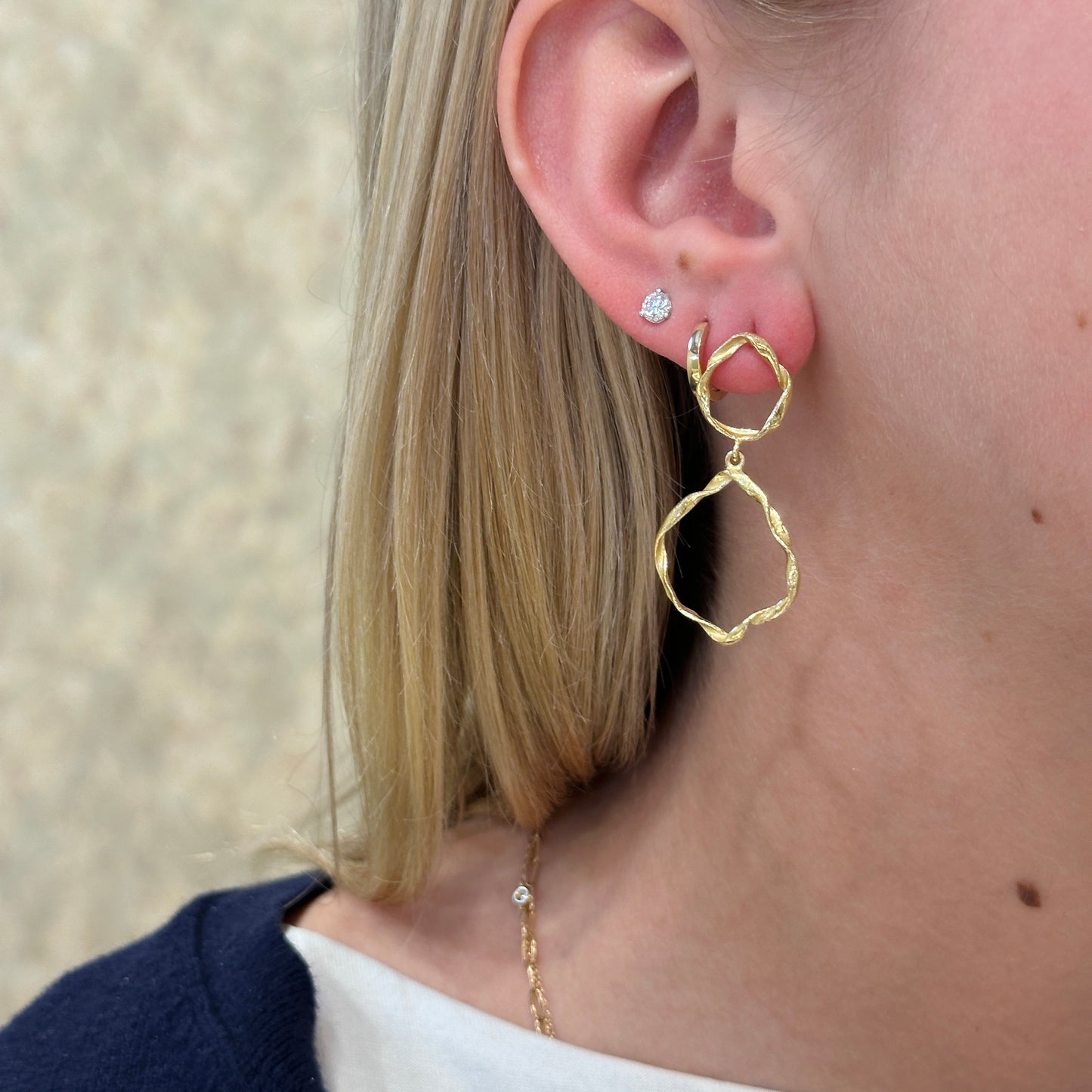 SS Irregular Circle Drop Earring PE129- 2326