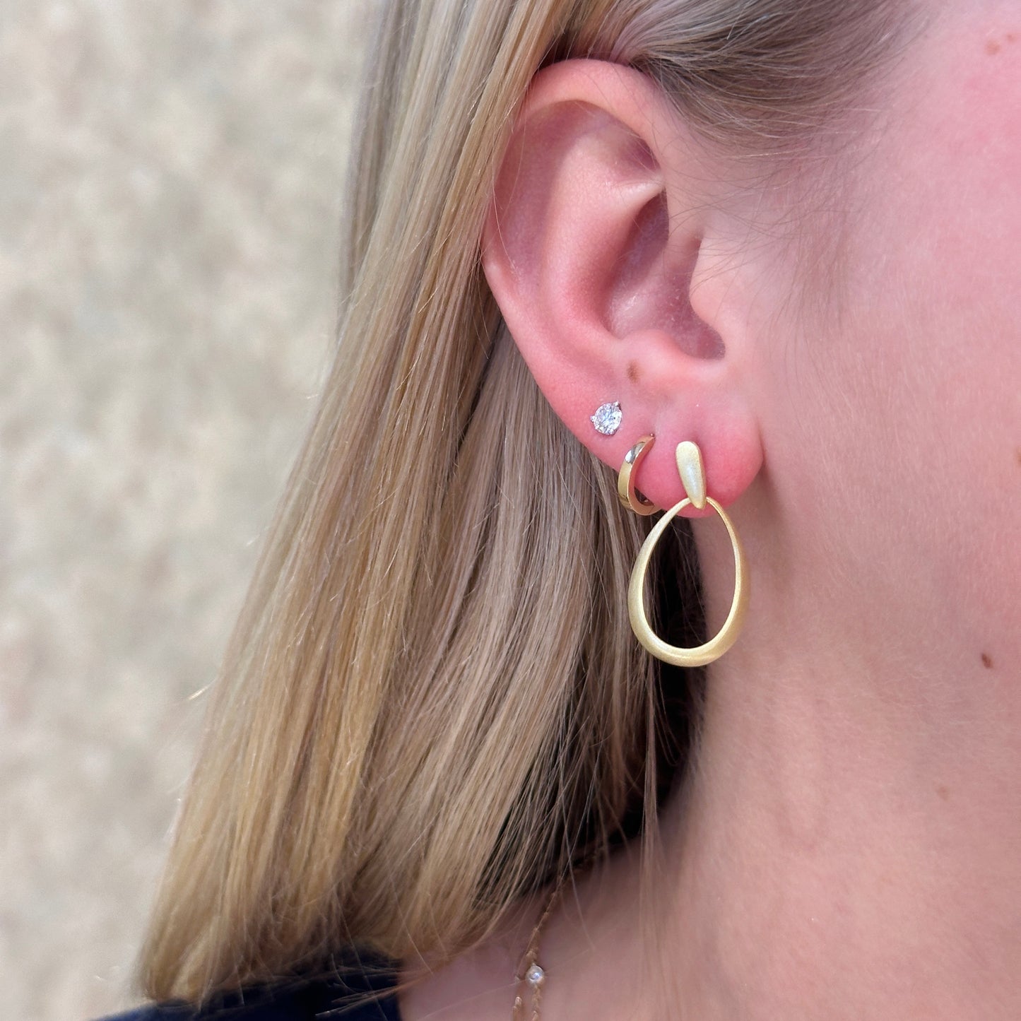 18k Vermeil Satin Oval Dangle Earring PE120-51/OM
