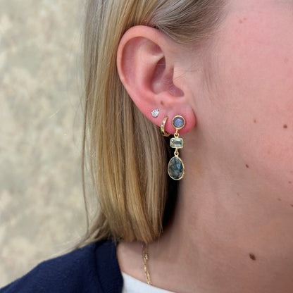 18k Vermeil Moss Agate/Labradorite/Green Amethyst Ear PE129 - 3502/MUO