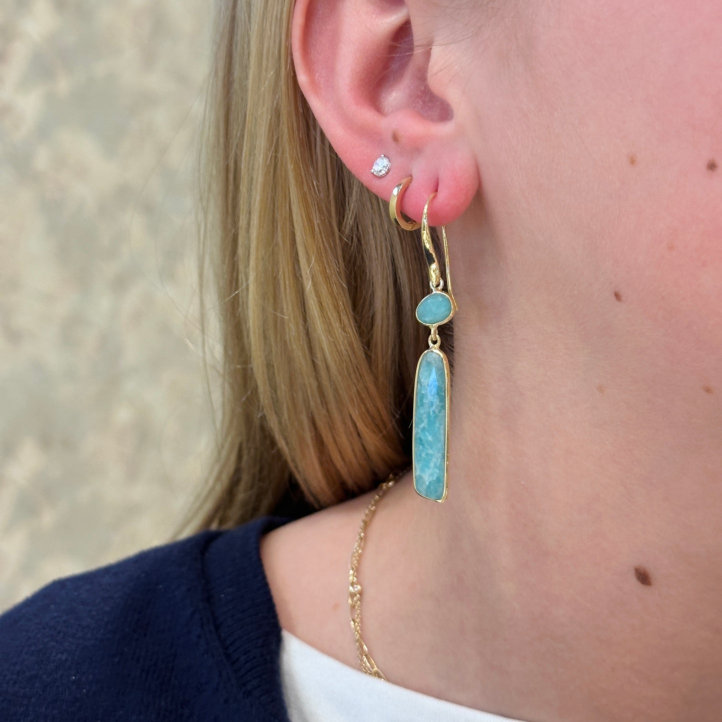 18k Vermeil Amazonite Atlas Earring PE129- 3288/AZO