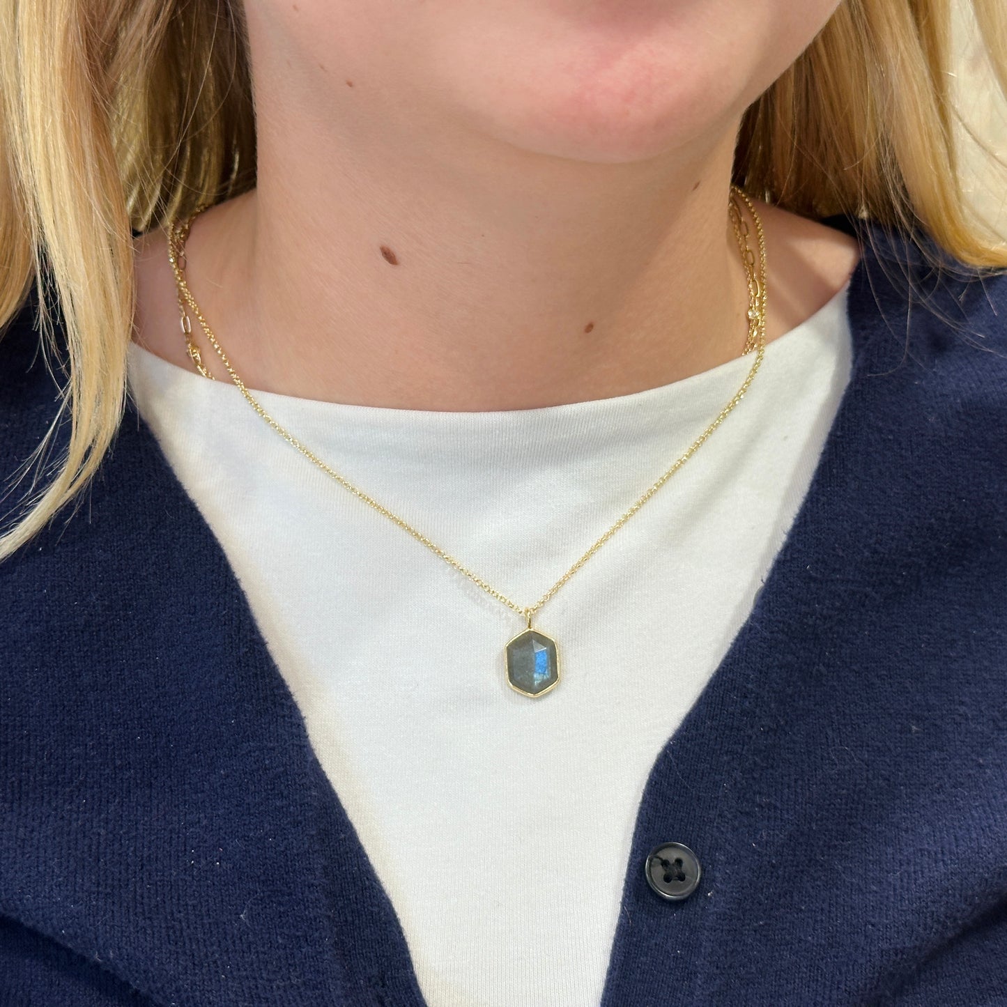 18k Vermeil Labradorite Geo Necklace CG129-5/ LO