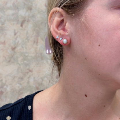 14kY Button Earring w/ Pearl Large EA04823P