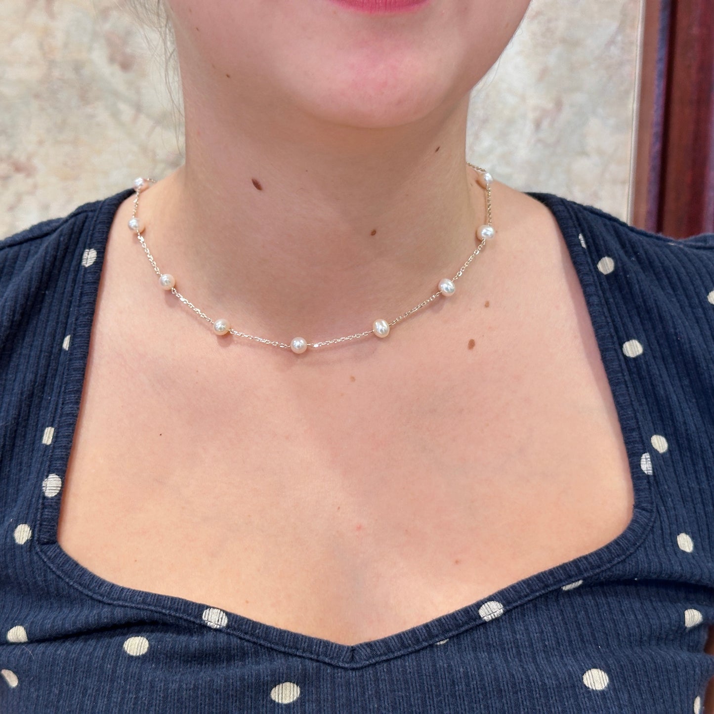 SS Freshwater Pearl Station Necklace CH350-18