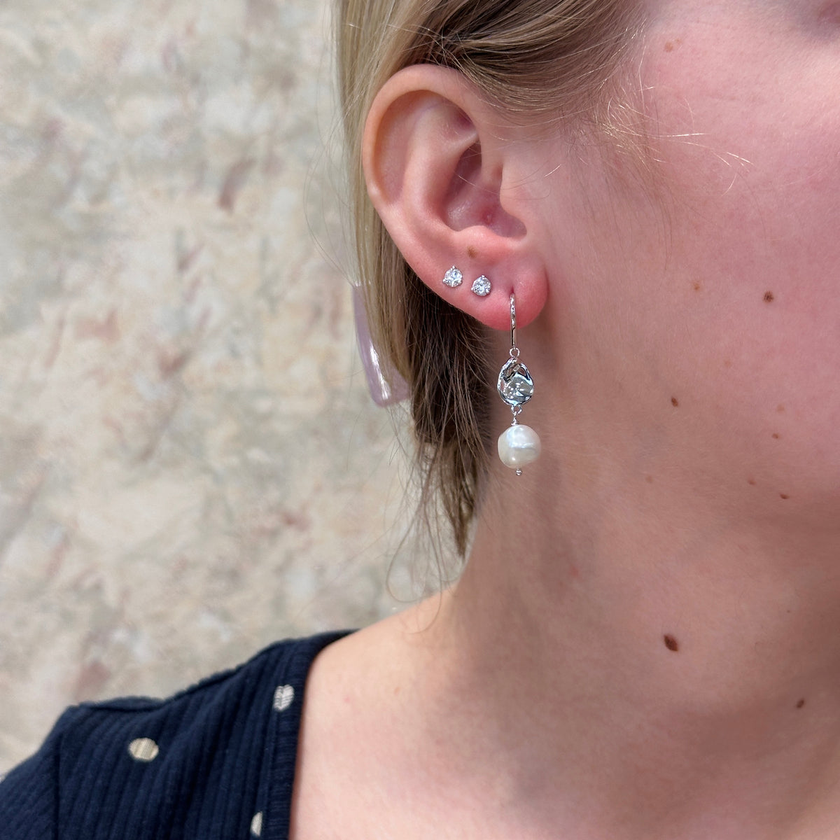 SS 9-10mm Keshi Pearl Dangle Earring 626940/FW