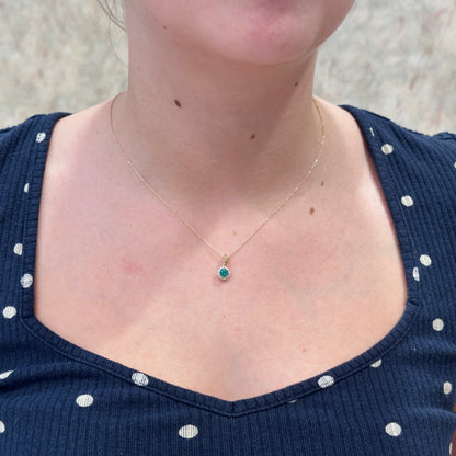 14kY .38ct Emerald .07cttw Diamond Pendant TPQ7120NE