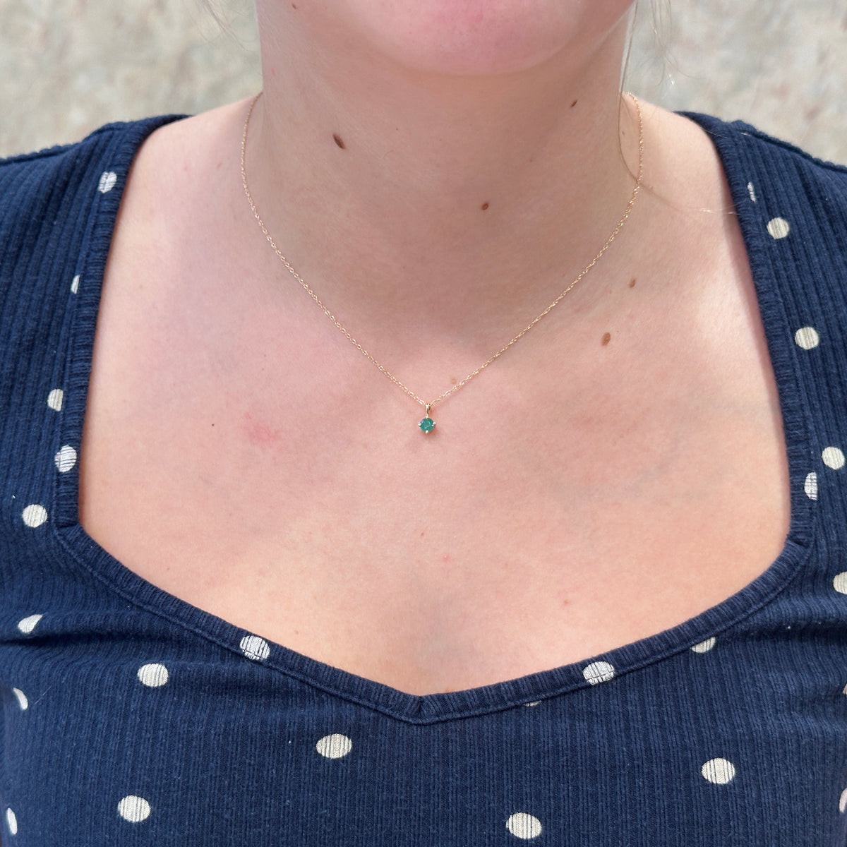 14kY 4mm Emerald Necklace 05/812-05
