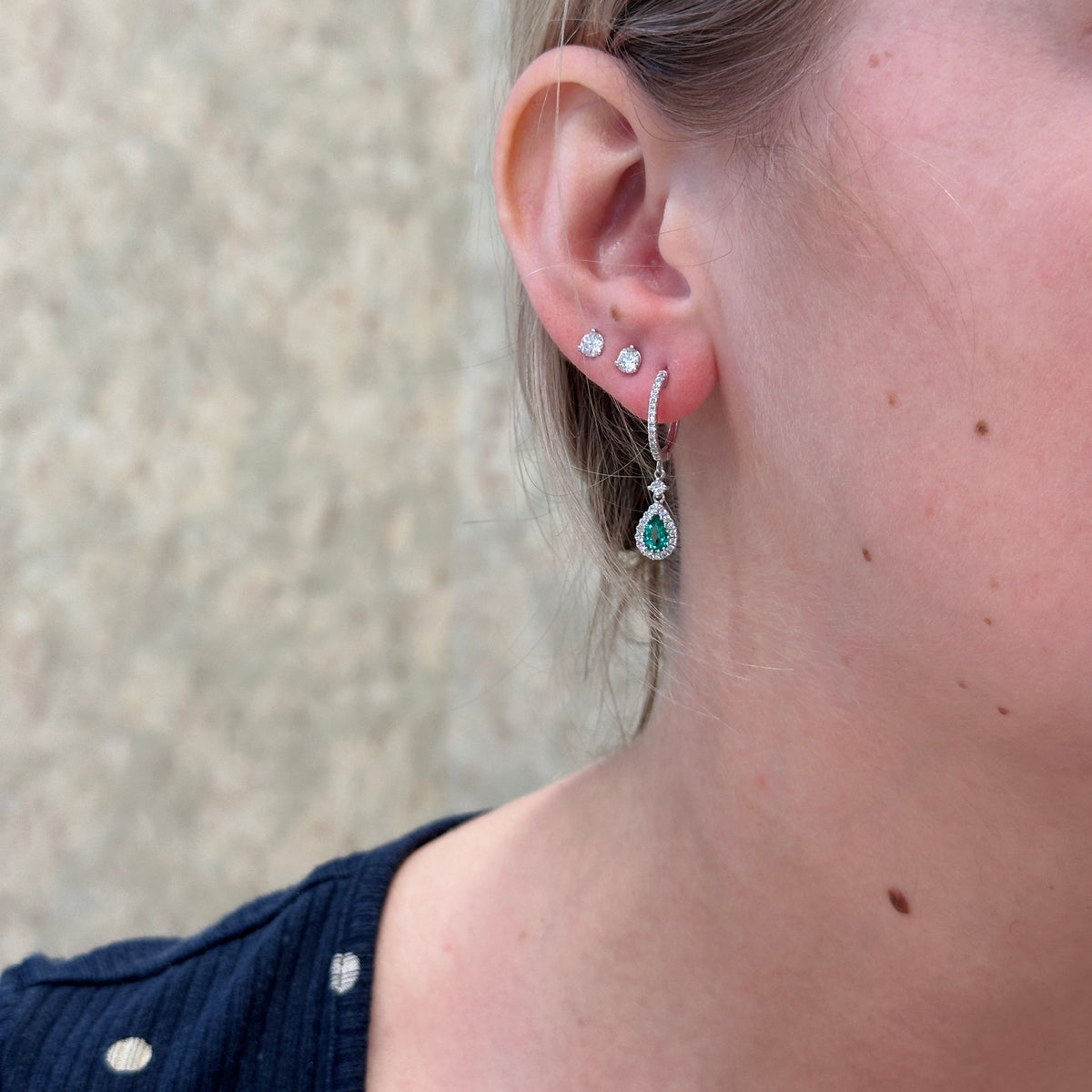 14kW .72cttw Emerald .47cttw Diamond Earring GEV50LDWDEM - 03
