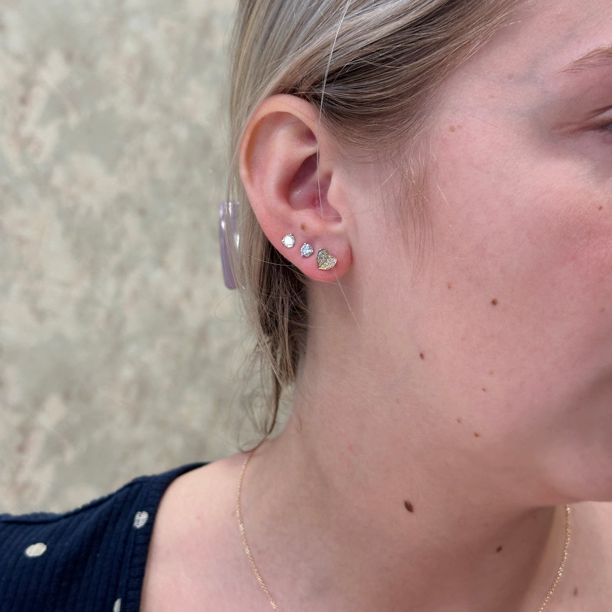14kY .16cttw Diamond Heart Stud E- 0205-D