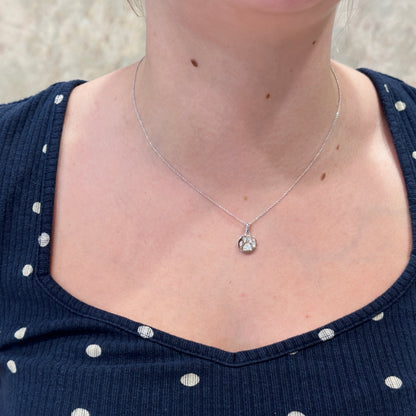14kW .06cttw Diamond Paw Print Necklace GNH88LTW06