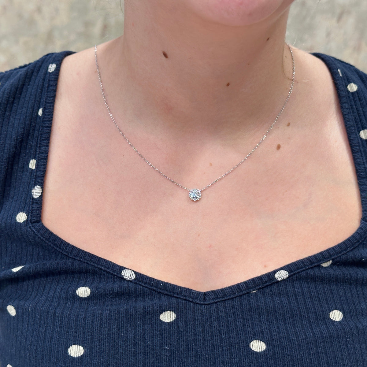 14kW .42cttw Diamond Halo Necklace SC55022483