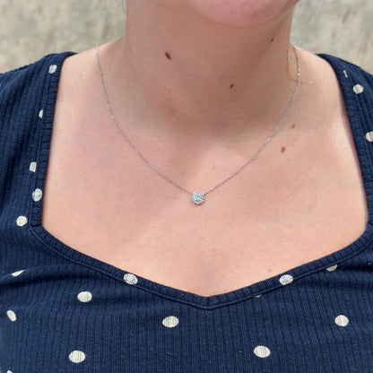 14kW .42cttw Diamond Halo Necklace SC55022483