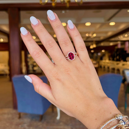 18kR 3.22cttw Pink Tourmaline .45cttw Diamond Ring - 6.75