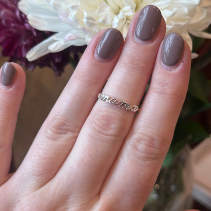 SS Mama Script Ring 57739-7