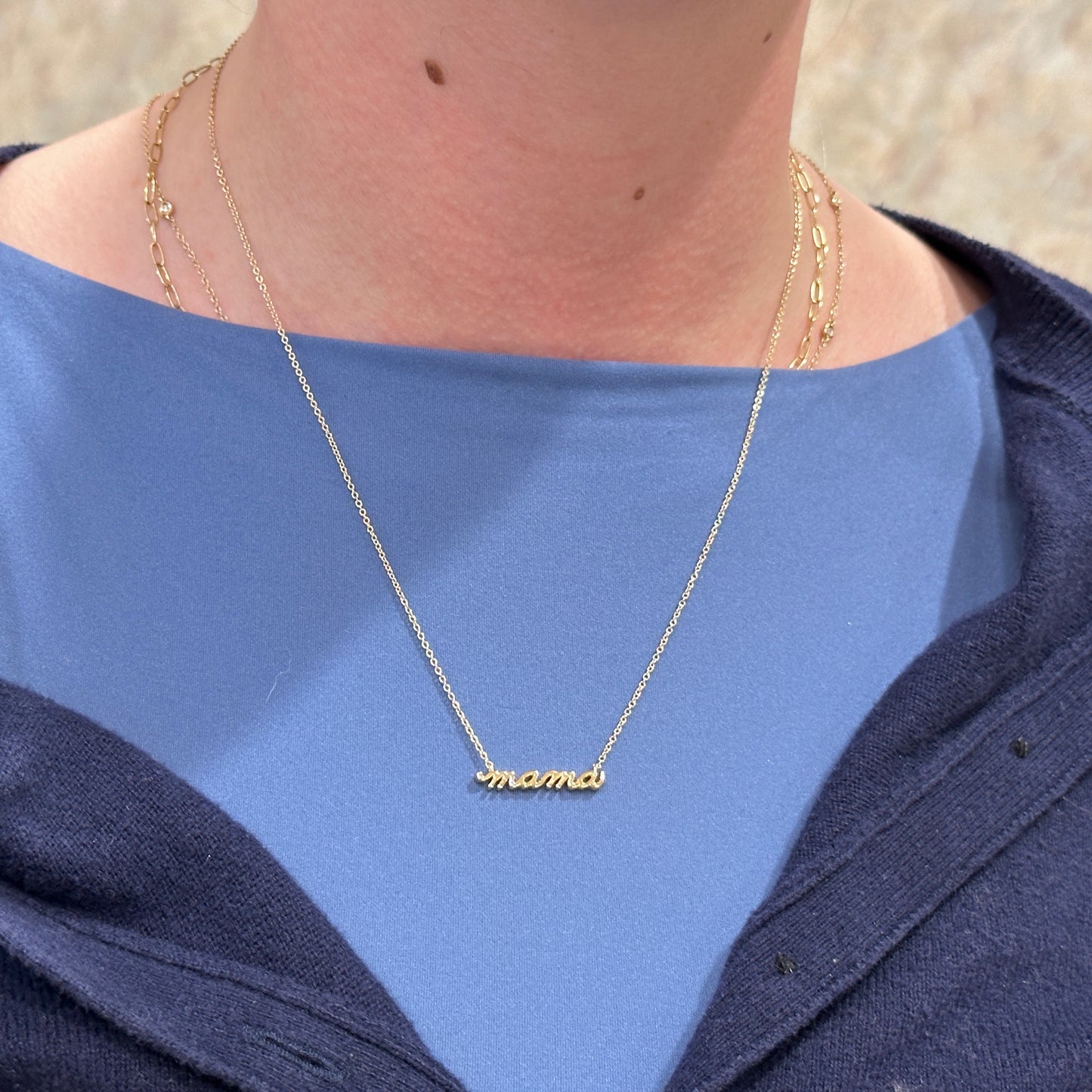 18kY Gold Plated Mama Script Necklace 87395