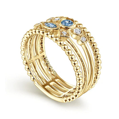 14kY .20ct BT & .06ct Dia Multi Row Ring LR51466Y45BT-7