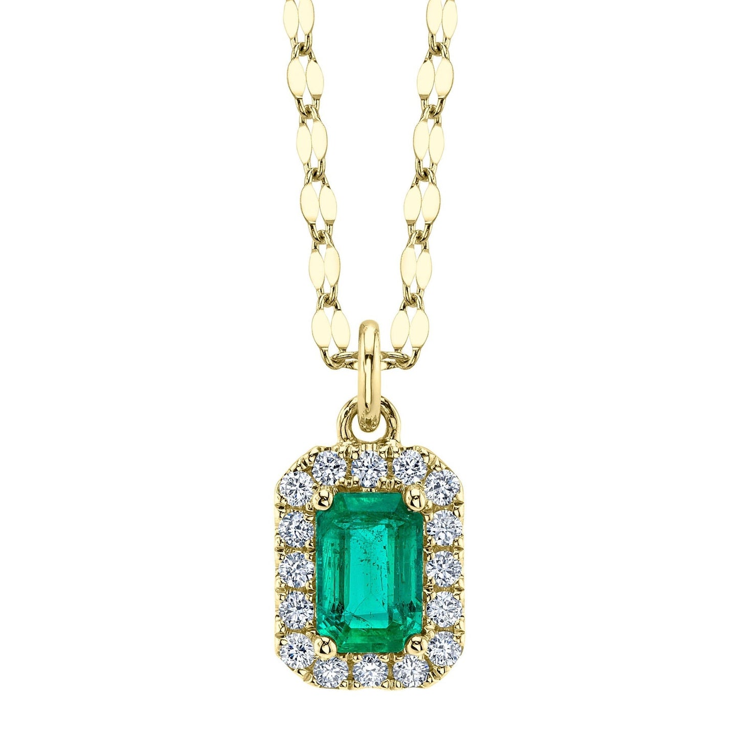 14kY .50ct Emerald .15cttw Diamond Necklace LTD55001106