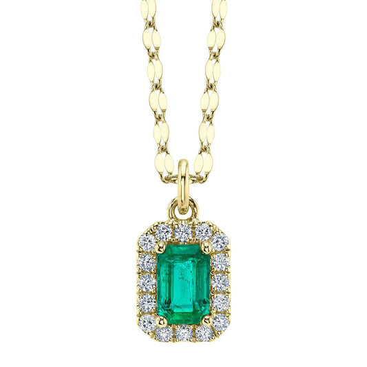 14kY .50ct Emerald .15cttw Diamond Necklace LTD55001106