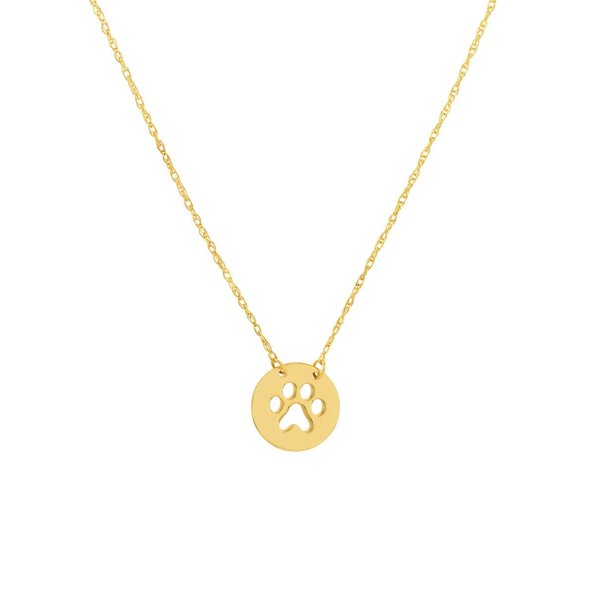 14kY Paw Cutout Disc Necklace MF027774-14Y