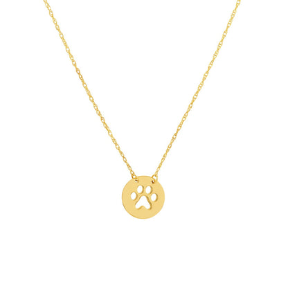 14kY Paw Cutout Disc Necklace MF027774-14Y