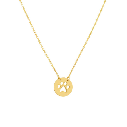 14kY Paw Cutout Disc Necklace MF027774-14Y