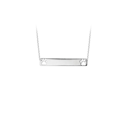 SS Bar w/ Paw Print Cutout Necklace MF032951-92B