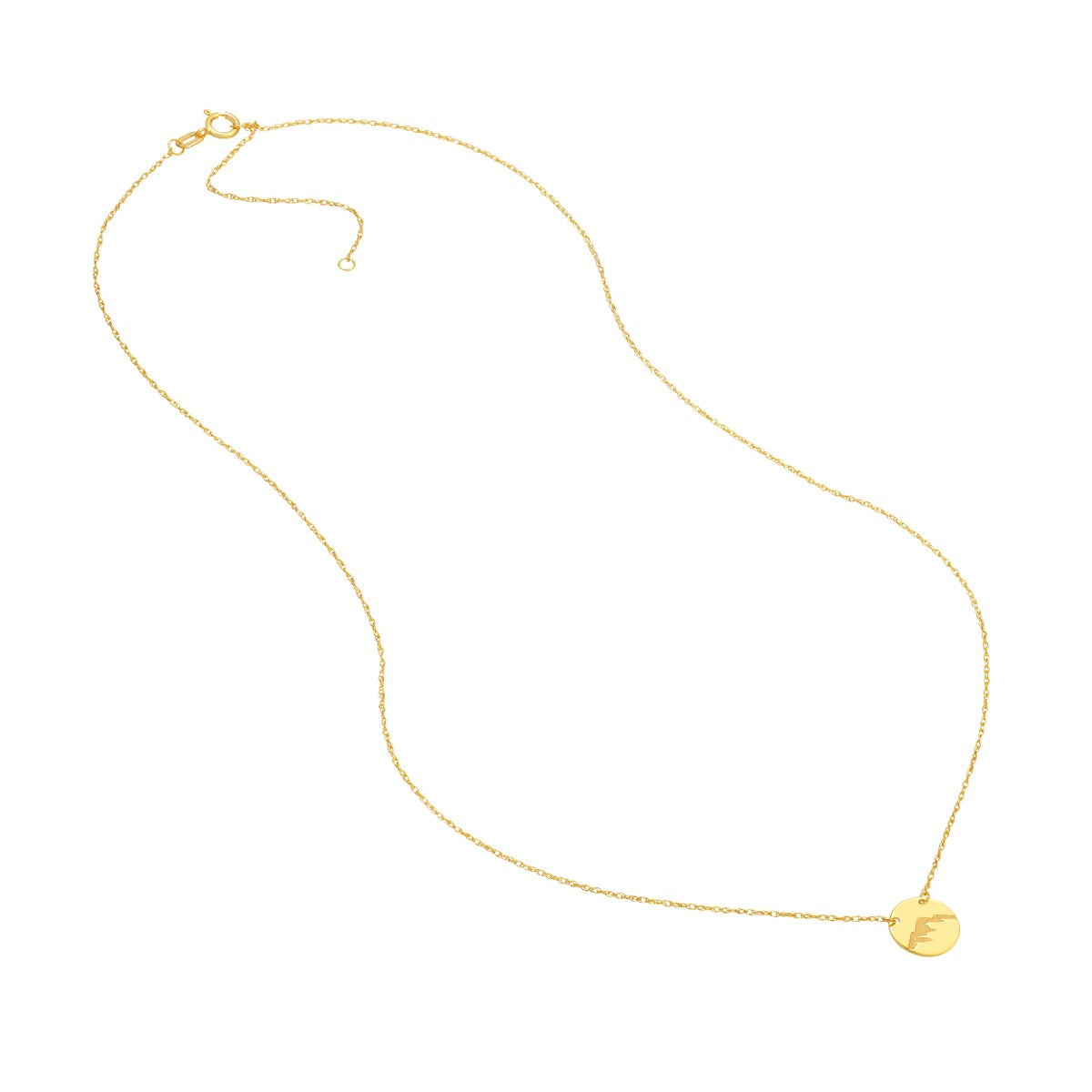 14kY Etched Mountain Mini Disc Necklace MF035836-14Y