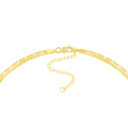 14kY Triple Strand Mixed Chain Necklace MF037978-14Y