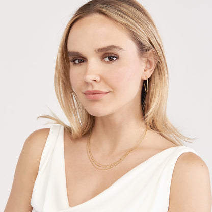 14kY Triple Strand Mixed Chain Necklace MF037978-14Y