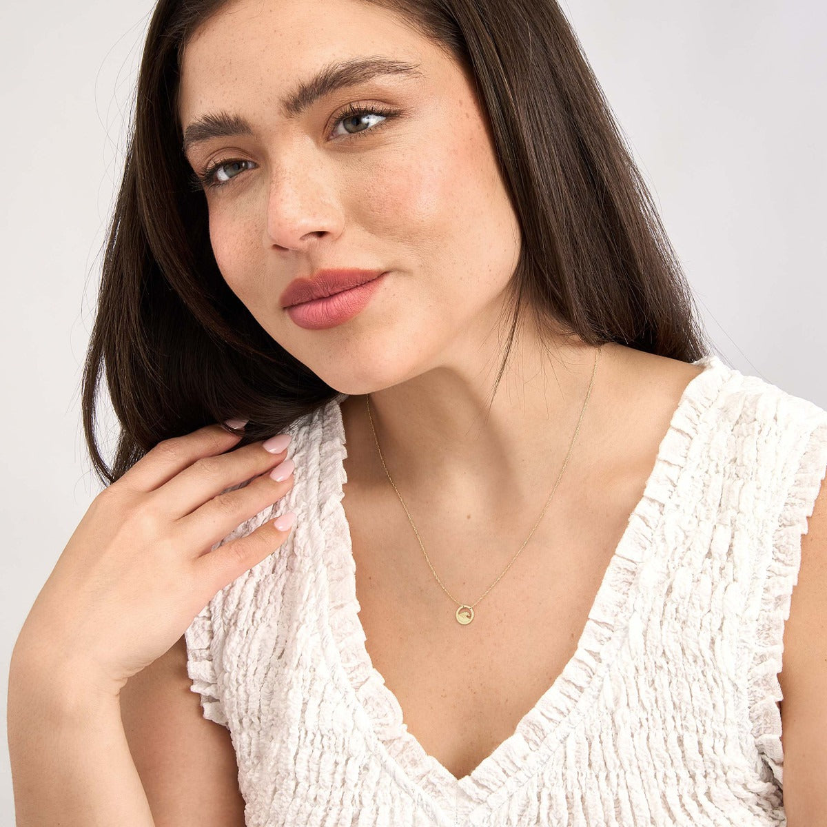 14kY Wave Open Circle Necklace MF043313-14Y