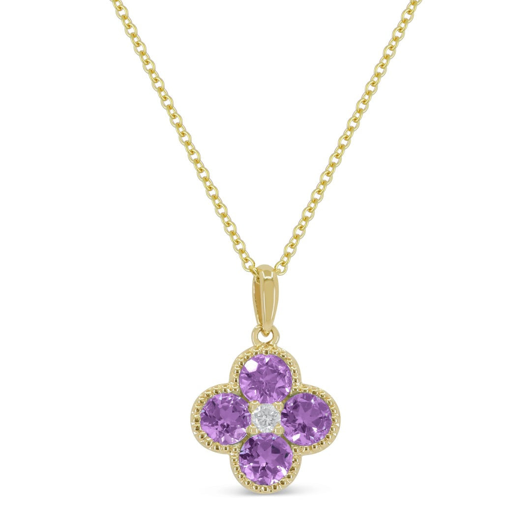 14kY .45cttw Amethyst .02ct Diamond Neck N1871AMY