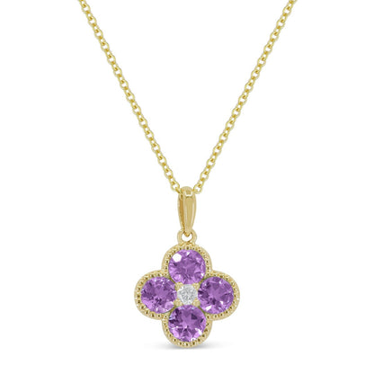 14kY .45cttw Amethyst .02ct Diamond Neck N1871AMY