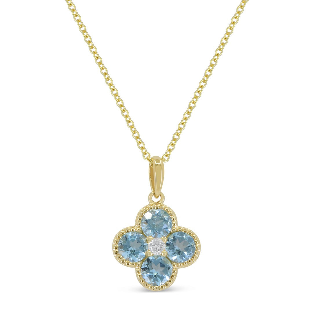 14kY .68cttw Blue Topaz .02ct Diamond Neck N1871BTY
