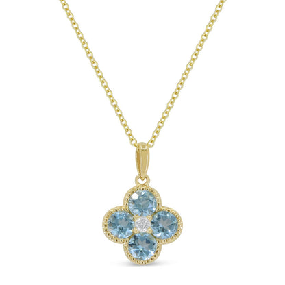 14kY .68cttw Blue Topaz .02ct Diamond Neck N1871BTY