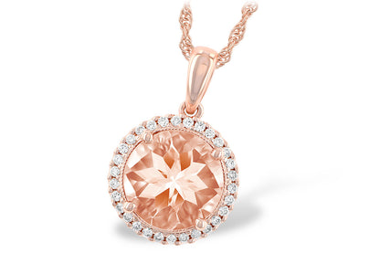 14kR 2.07ct Morganite .11cttw Diamond Necklace N7771