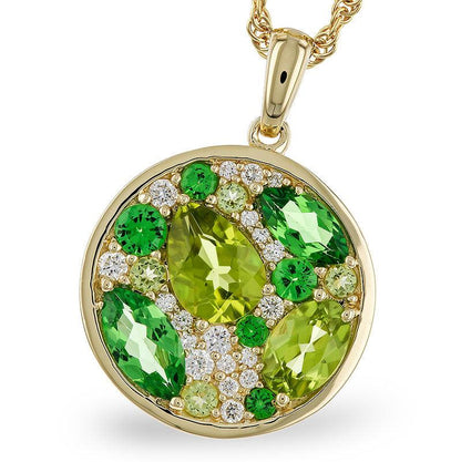 14kY 2.20ct Tsavorite & Peridot, .17ct Dia Neck N8641