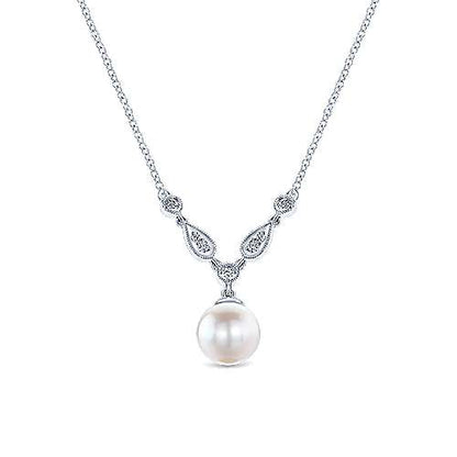 14kW Pearl .07ct Dia Necklace NK1420W45PL-16