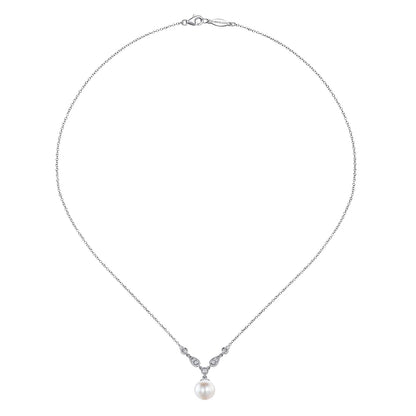 14kW Pearl .07ct Dia Necklace NK1420W45PL-16