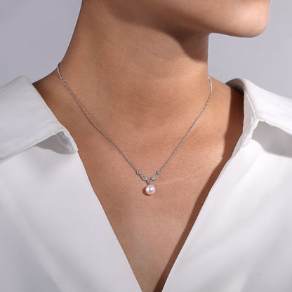 14kW Pearl .07ct Dia Necklace NK1420W45PL-16