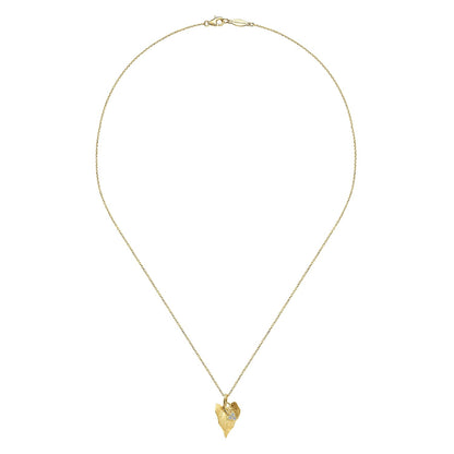 14kY .07cttw Diamond Leaf Necklace NK1852Y45JJ-18