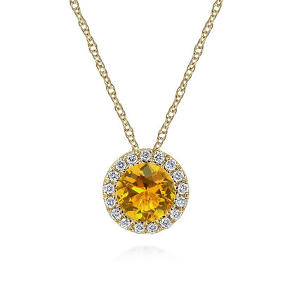 14kY .40ct Citrine & .07ct Dia Necklace NK2824Y45CT