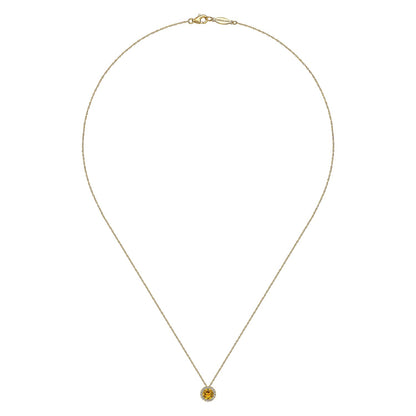 14kY .40ct Citrine & .07ct Dia Necklace NK2824Y45CT